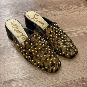 Sam Edelman Leopard Print Studded Mules